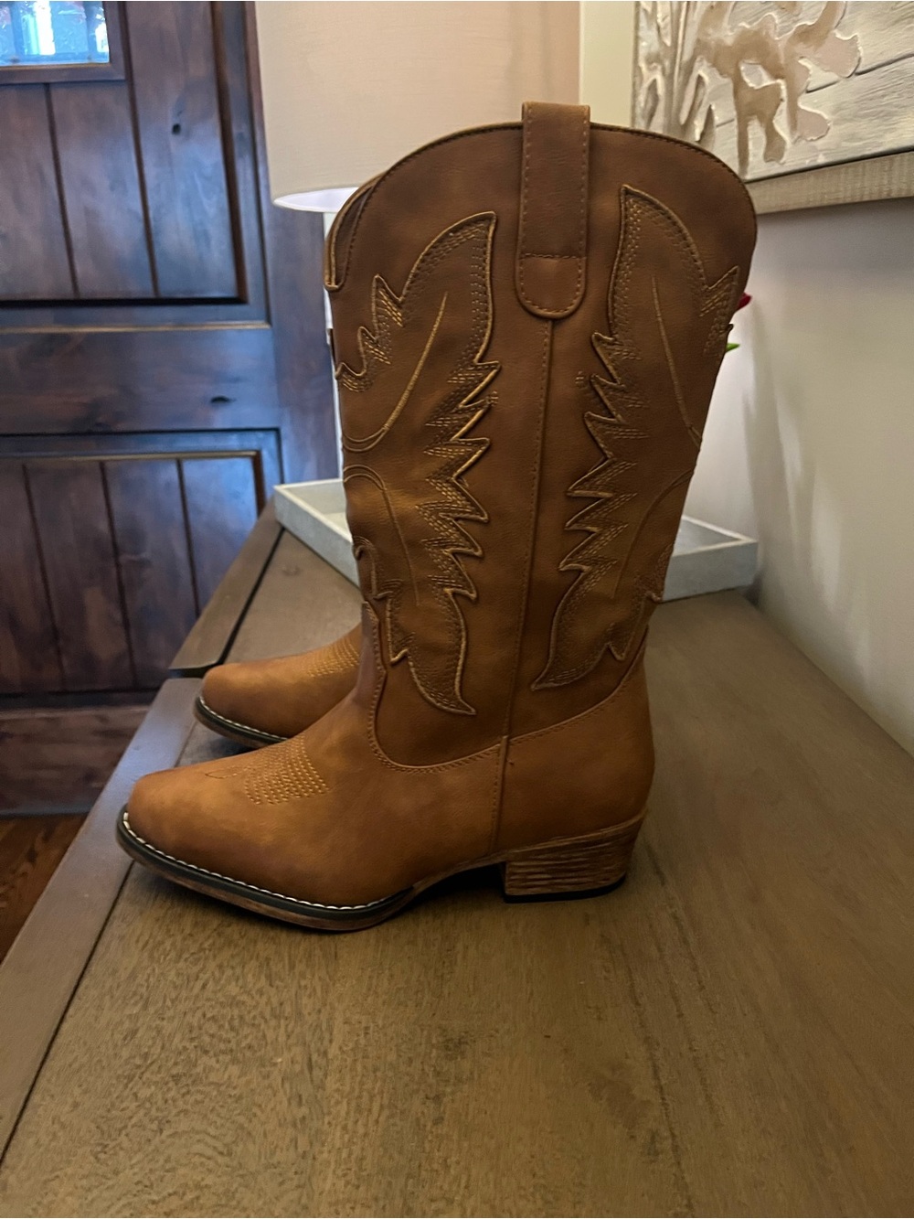 DREAM PARIS Cowboy Boots for Women Cowgirl Western Mid Calf Boots Snip Toe - Picture 4 of 15